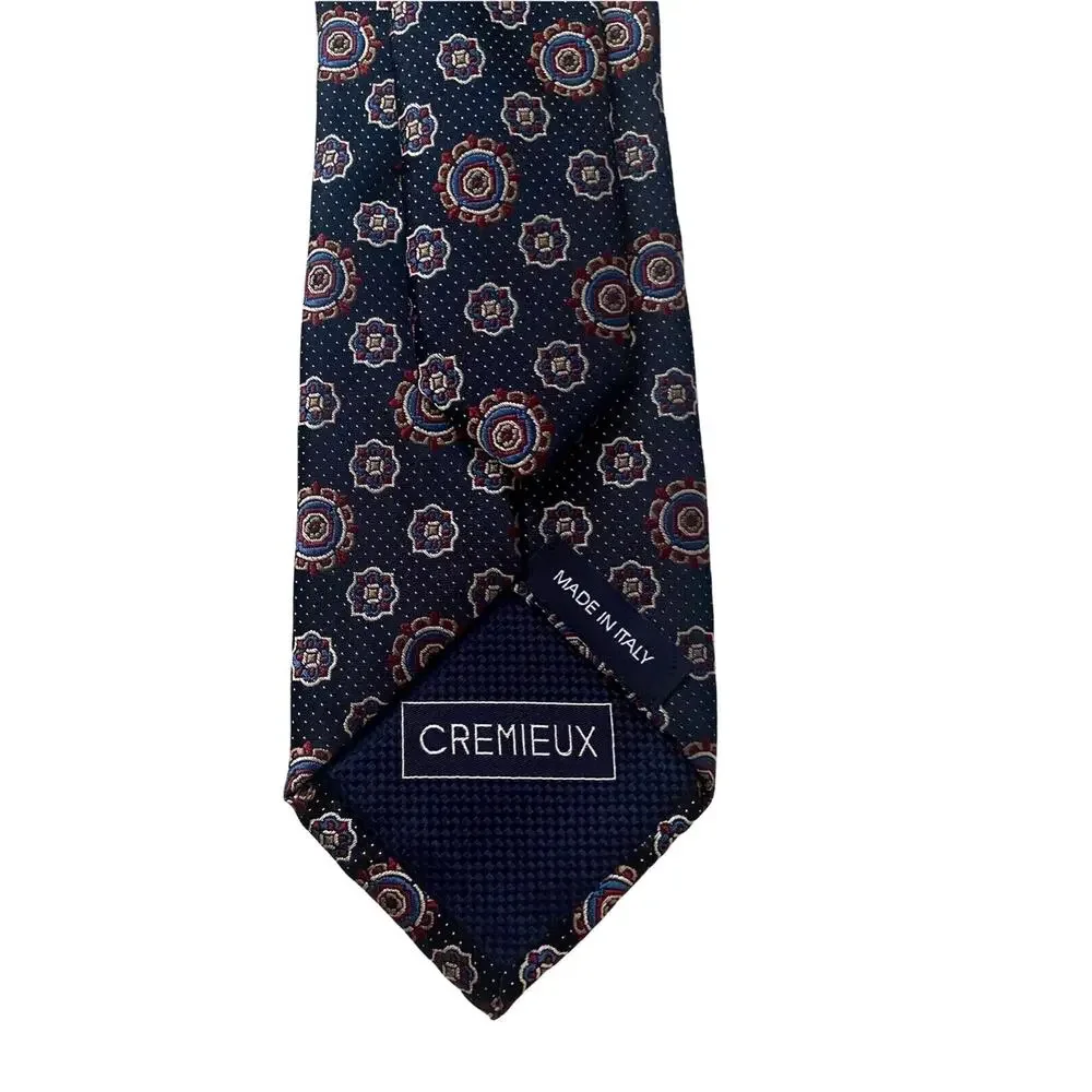 Daniel Cremieux Neck Tie Nwt Blue Geo Woven 100% Silk Made in Italy